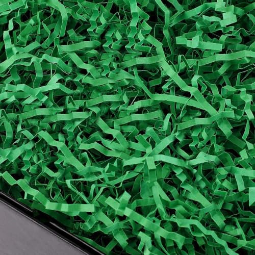 PLINJOY Papier déchiqueté de 113,4 g pour panier cadeau, confettis déchiquetés, boîte en papier pour rembourrage, panier de Pâques (vert)