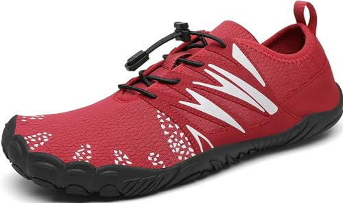 Mishansha Badeschuhe Herren Damen Wasserschuhe Atmungsaktive Schnell Trocknend Schwimmschuhe rutschfeste Leicht Barfußschuhe fur Männer Frauen, Apfel Rot, 41 EU