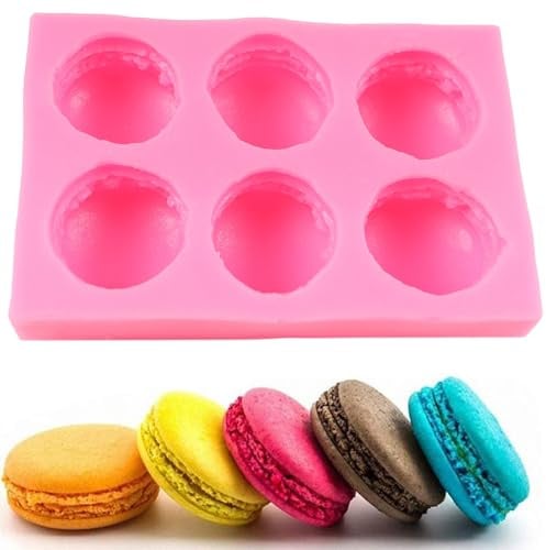 QDMOLDS 6-Cavity 3D Macaroon Silicone Molds Macaron Hamburger Fondant Mold
