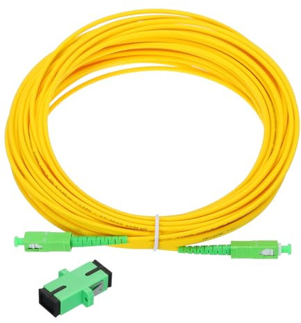sourcing map 1Pcs 15M(49.2Ft) SC/APC to SC/APC Fiber Optic Patch Cable Single Mode Simplex Cable with SC/APC Coupler LSZH Jumper Fiber Optical for Network Transceiver Instrumentation,OS2 Grade