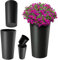 KADAX Pflanzkübel mit Innentopf Graphit Ø 30 cm, Höhe 57.5 cm – Moderner Pflanztopf mit Einsatz, Blumentopf aus robuster Kunststoff für Innen- und Außenbereich, ideal für Wohnzimmer, Balkon, Büro