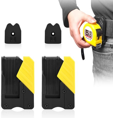 2er-Pack Quick-Lock-Maßbandhalter für Gürtel – Universelles Maßbandhalter-Set, sicher, effizient, doppelter Komfort für Ihren Werkzeuggürtel(gelb,2PCS)