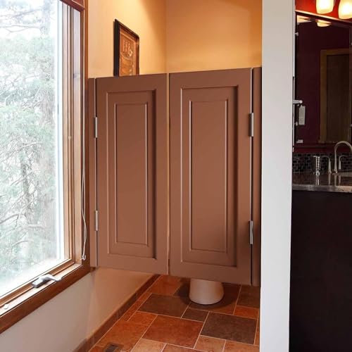 HUTALIM Cafe Swing Doors Brown, Hallway Stairs Interior Swinging Door, Half Waist Cowboy Door Gate, Auto Close Partition Doors(W70xH90cm(27 1/2 x35 3/8))