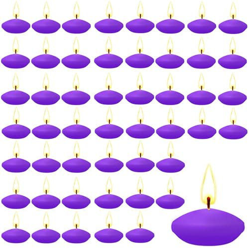 YushengTai 50 Stück Lila Schwimmkerzen, 3.5 cm Geschmacklos Schwimmkerzen Schaffen Sie Eine Atmosphäre, Wasserkerzen Für Hochzeiten, Pools, Spas, Badewannen, Valentinstagsessen(Lila)