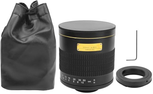 Téléobjectif Prime, 500 mm F6.3 Ultra téléobjectif Miroir Objectif à Mise au Point Manuelle téléobjectifs adaptés pour Appareil Photo Reflex à Monture EF (Noir)