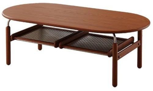 Couchtisch aus Massivholz mit Mittelalter-ovalem Design, rustikaler Teetisch aus Holz mit Tablett, ideal für kleine Wohnräume, leicht zu reinigen und zu pflegen