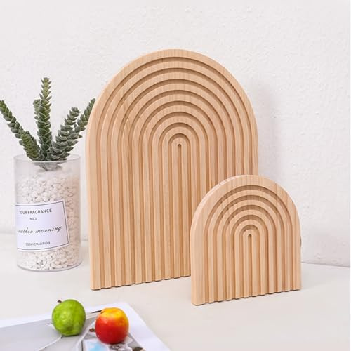 Docache Holzbrett deko Regenbogen, Lebensmittelechtes Buchenholz, Holz Dekoratives aus Kiefer für Zimmer Deko, Fotoregal, für Wohnzimmer, Schlafzimmer, Büro oder Küche, 2er Set (Dicke 1,2 cm)