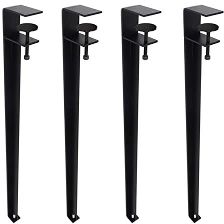 Adjustable F shaped Clamp on Table Legs Set of 4 Worktop Support Legs for Work Table Coffee Table Bar Table No Punching Design 40cm Black