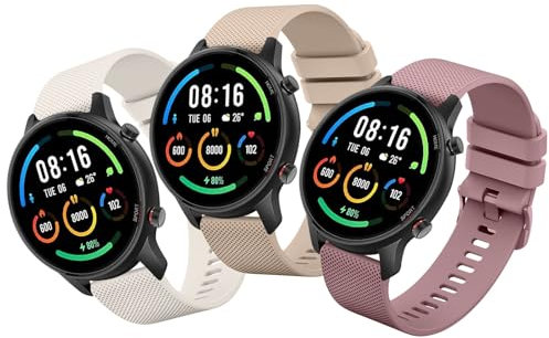 Mugust 3 Piezas Correas para Xiaomi Mi Watch/Xiaomi Watch S1/Xiaomi Watch S1 Active/Xiaomi Mi Watch Color Sport Mujer Hombre,22mm Silicona Pulseras para Xiaomi Mi Watch(Starlight/Marrón/Púrpura)