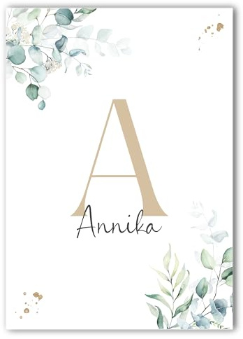Poster Buchstabe Eukalyptus | Name personalisiert | Kinderzimmer | Mädchen und Jungen