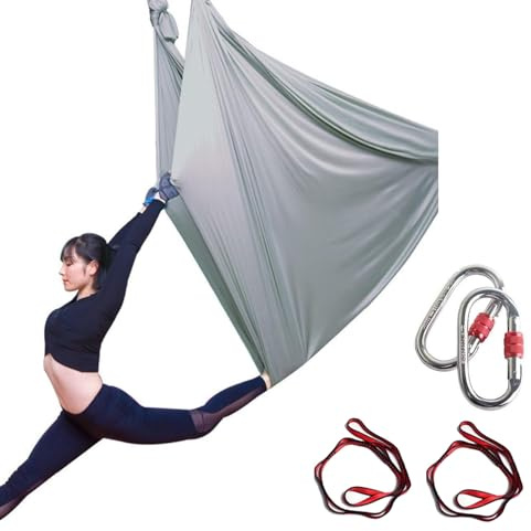 Generisch Aerial Yoga Hängematte Pilates Trapez Silk Elastische Yogatuch Haengematte Seiden Yoga Schaukel Set Hängetuch Equipment Inkl. Karabiner, Daisy Chain