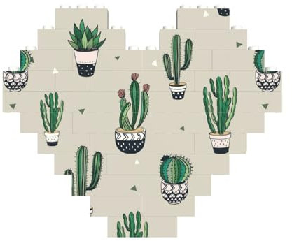 Cactus vert. Impression Building Brique Bloc Puzzle Coeur Forme De Brique Puzzle 3D Jigsaw DIY Décor À La Maison