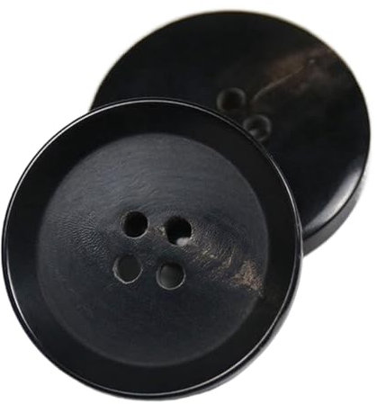 Vintage Vier-Augen-Knopf aus echtem Horn, Dunkelbraun, 18mm-10 Stk