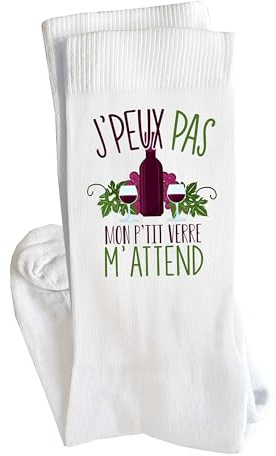 Planetee Chaussettes Vin Alcool Petit Verre Taille 37-40 | Cadeau Fantaisie Original Drôle Anniversaire Noël Humour