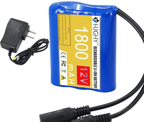 HJGHY Batería de Litio de 12 V, 1800 mAh, 2000 mAh, 2500 mAh y 3000 mAh, reemplazable, con luz LED de 12 V, con Cargador y Enchufe de CC.,12v1800mah
