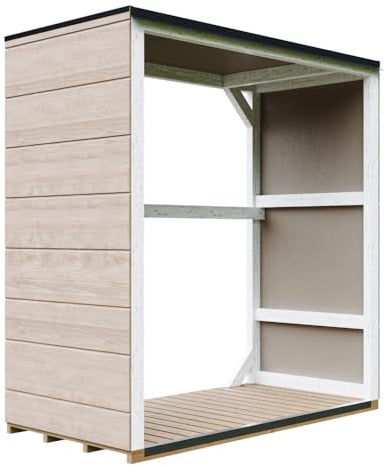 Abri à bûches extérieur 1,14 m² - 75 x 153 x H159 cm - Remise extérieure pour Bois de Chauffage résistante aux intempéries pour Le Jardin - TIMBELA M980-1-TERRA Brown