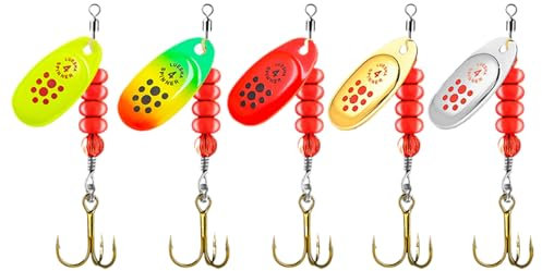 Spinner Köder | Wobbler Für Barsch Forelle 5er Set | Köder In Leuchtenden Farben Mit Box Für Forelle Crappie Zander