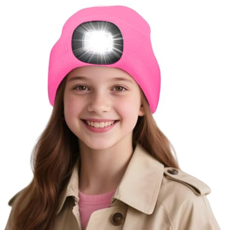 Danolt Led Mütze Kinder, Pink Mütze mit Led