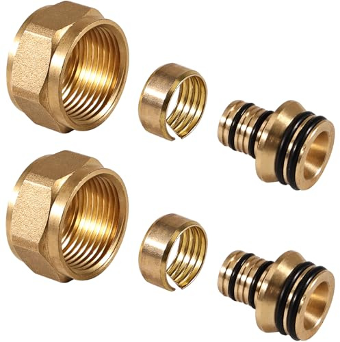 Joycabin 2 raccordi a morsetto per tubo di riscaldamento da 20 x 2 mm, 3/4 Eurocono raccordo ad anello di serraggio per tubo composito, tubo composito multistrato per riscaldamento a pavimento