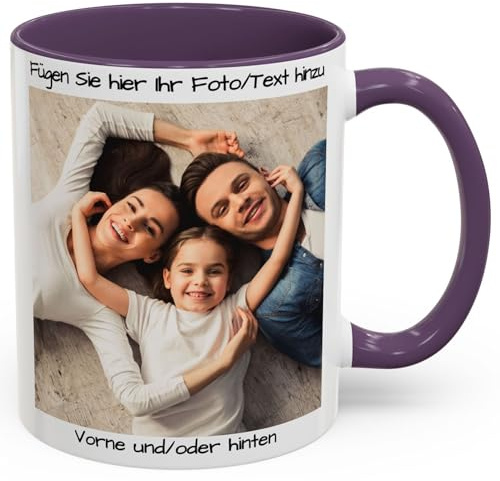 Individuelle Tasse mit Bild oder Text Ihrer Uploads, personalisierte Tasse, mikrowellen- und spülmaschinenfest, Keramikbecher, 325 ml