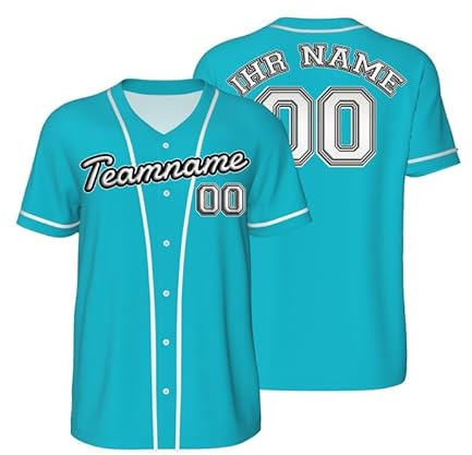 Personalisiert Custom t-Shirt Baseball Trikot Personalisierte Baseball Jersey Druck Namennummern schnelltrocknend atmungsaktiv Button-Down kurzärmelig Individuelle FüR Herren Damen Jugendliche