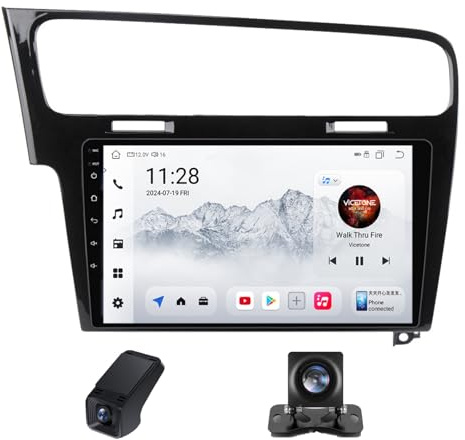 Android Radio de para Volkswagen Golf 7 2012-2020, Radio con Pantalla Táctil/Wireless Carplay y Android Auto/Bluetooth/WiFi/GPS/FM+Camara Marcha Atras Control del Volante(X2)