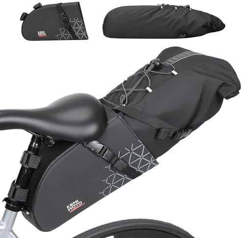 KEMIMOTO Satteltasche Fahrrad Wasserdicht 13L, Bikepacking Tasche mit herausnehmbarem Innensack, 2-in-1 Design & Formstabil für Gravel Bike, Rennrad, MTB & E-Bike – Schwarz