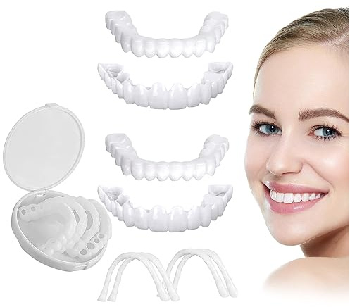 2 Paare Lächeln Zähne Furniere, Komfort Sofortige Kosmetische Veneers Zähne Oben und Unten für Männer Frauen Zahnaufhellung Schlechte Zähne abdecken