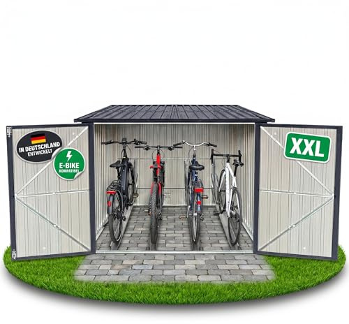 ALBATROS XXL Fahrradgarage Metall | 4 Fahrräder, abschließbar, RAL7016