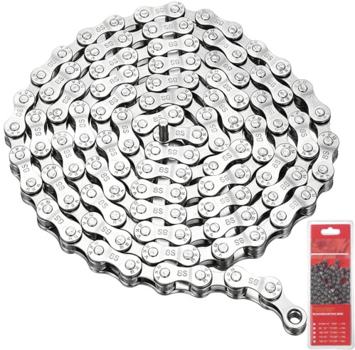Fahrradkette 6/7/8-Gang 116 Glieder, Kohlenstoffstahl Kette, Silberne MTB Kette für Mountainbike