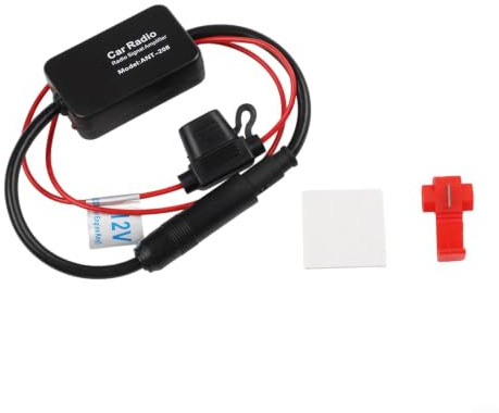 12V Car Radio Signal for FM AM Aerial Booster Amp with DIN for Vehicle Truck SUV Head Unit Receiver Black 33cm