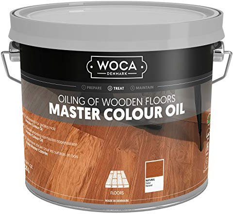 WOCA Denmark Master Colour Oil Natur 2,5L -Parkettöl für den Innenbereich für Holzmöbel, Böden, Verkleidungen und Schränke