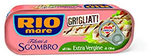 Rio Mare Filetti di Sgombro Grigliati all'Olio Extravergine di Oliva, Ricchi di Omega 3, 1 Lattina da 120g