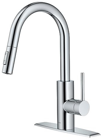 Kraus KPF-2620CH Mitigeur monocommande de cuisine bec de cygne de style moderne Gamme Mateo, Chrome