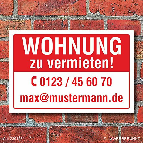 Schild Wohnung zu vermieten wetterfest 3 mm Alu-Verbund 450 x 300 mm
