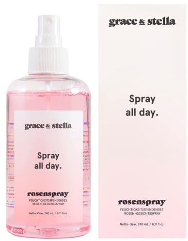 Award Winning Rose Water Facial Spray (240ml) - Vegan - Rose Water Spray For Face - Rose Spray Facial Mist - Rosewater Spray Toner Rose Hydrosol - Spray all Day by grace and stella
