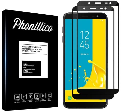 PHONILLICO [Pack de 2] Verre Trempe pour Samsung Galaxy J6 2018 SM-J600 - Film Protection 100% Intégral Ecran Verre Trempe Resistant [Lot de 2] Vitre Protecteur Anti Rayure Transparent
