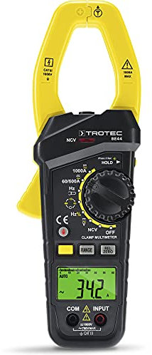 TROTEC Stromzange BE44 – Professionelles Zangenamperemeter mit True-RMS-Funktion für Wechsel- und Gleichstrommessungen bis zu 1000A und 1000V