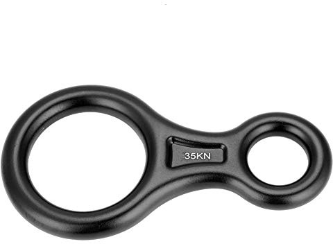 Tbest Abseilgerät Lettern 8 Ring Terminal 8 Descender, 35kN Heavy Duty Aluminium Climb 8 Descender Riggingplatte, Außen Rappel Klettern Rettungs Gang Downhill Ring Ausrüstung Sicherungsgerät(Schwarz)