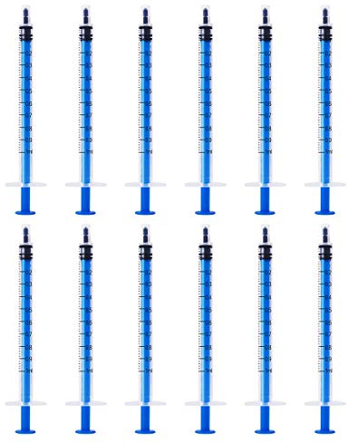 12 Pack - 1ml Plastic Syringe with Measurement, No Needle Suitable for Refilling and Measuring Liquids, Feeding Pets, Oil or Glue Applicator…