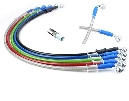 AN3 1/8 Moto Flexible De Frein Tressé Tuyau D'huile Hydraulique Ligne 28 à 90 Degrés M10 Banjo - 400mm / argent