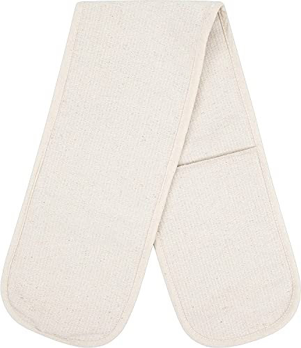 Alanna Jones 100% Cotton Professional Double Oven Glove Chef Catering Home Kitchen Cooks Restaurant Double Oven Cooking Gloves Heat Resistant Pot Holder Mitt 7 x 30 (17x76cm)