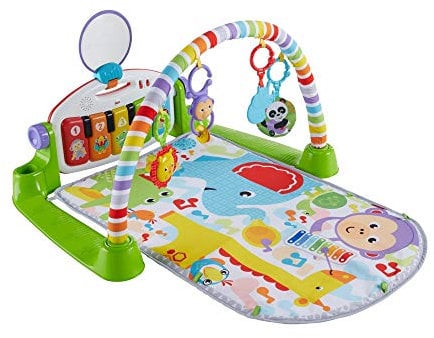 Fisher-Price Gimnasio-piano pataditas aprendizaje Alfombra con accesorios, luces y sonidos, juguete para bebés recién nacidos, versión español (GXC37)