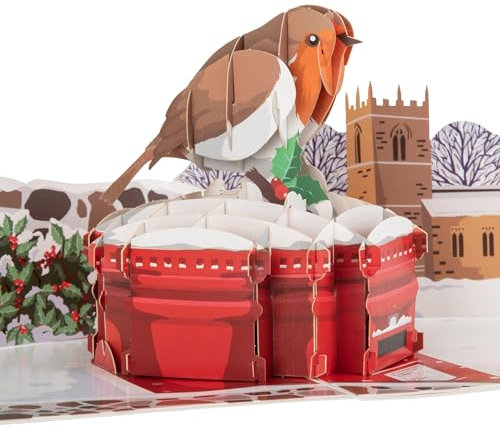 Cardology - Robin Christmas Pop Up Card | British Christmas Card for Grandparents, Parents & Neighbours, Ideal for Posting Abroad, Handmade