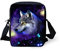 Biyejit Kuriertasche, Umhängetasche, Umhängetasche, Handbgas Sling Sling Satchel mit verstellbaren Trägern, Wolf Sternenhimmel, Einheitsgröße