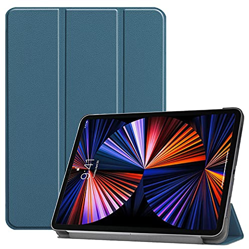 Lobwerk Hülle für Apple iPad Pro 12.9 2021 5. Generation 12.9 Zoll Smart Cover Etui mit Standfunktion und Auto Sleep/Wake Funktion Grün