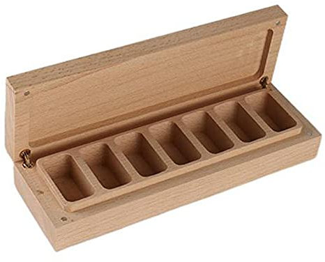 KookuLEE Pillendose aus natürlichem Takubi-Holz, 7 Fächer, große Medikamentendose, einfach drehen, Sie können die Pillen erhalten, die Sie wollen, auch als Schmuckkästchen