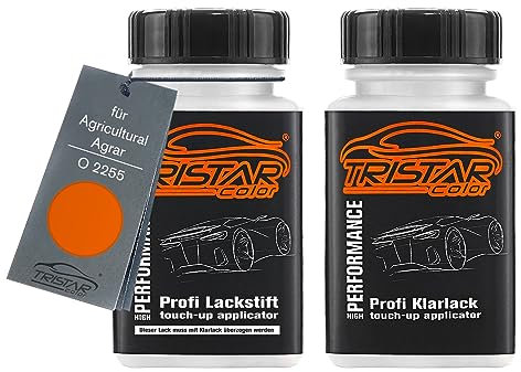 TRISTARcolor Peinture voiture Crayon de retouche peinture pour Agricultural/Agrar O 2255 Kubota Orange Peinture de base vernis clair 50 ml chacun