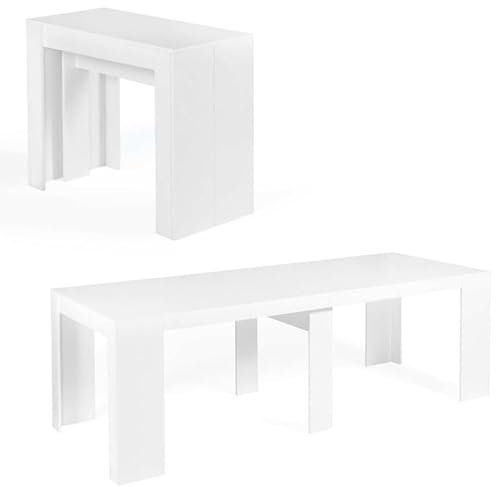 IDMarket - Table Console Extensible Orlando 10 Personnes 235 cm Bois Blanc