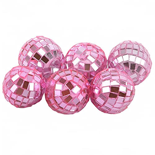 LoveAloe 6 pièces Boule à facettes Disco pour la décoration de fête Arbre de noël Ornements de fête d'anniversaire de Mariage,Rose (3cm)